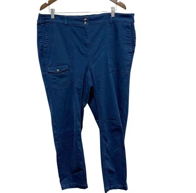 J Jill Pants Womens 20 Blue Cargo Elastic Waist Ankle Straight Leg Stretch Plus - Image 1 of 4