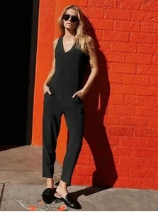 Mono Athleta 12 (Grande) Brooklyn, Negro Pantalones de Verano Mameluco de Viaje Trabajo Nuevo con Etiquetas - Imagen 1 de 7