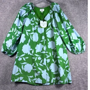 Kate Spade New York grün Blumen Puffärmel quadratischer Ausschnitt Minikleid Größe L - Bild 1 von 10
