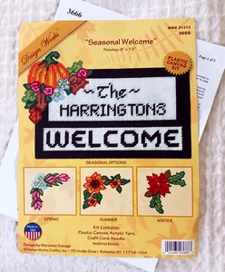 Design Works Plastic Canvas Pattern SEASONAL WELCOME  Fall Spring Summer Winter - Picture 1 of 5