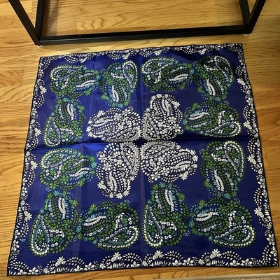 Женский шарф из полиэстера с принтом пейсли Uena 26 дюймов квадратный синий/белый/зеленый винтажный - Изображение 1 из 4