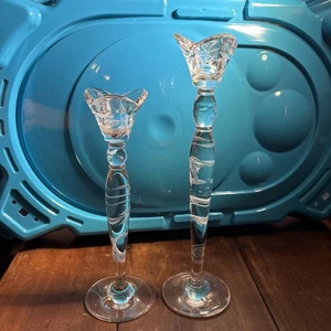 Lenox Hand Cut Crystal Opal Innocence Collection Candle Sticks. - Picture 1 of 8