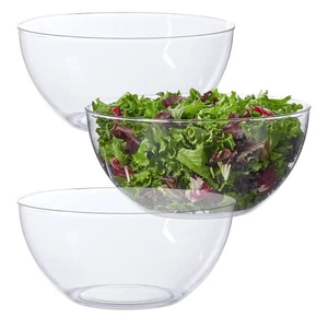 3-Pc US Acrylic Clear Salad & Serving Bowls 10" BPA-Free Reusable 135 oz - Picture 1 of 2