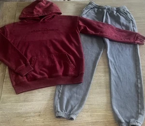 ABERCROMBIE KIDS Washed Logo Pullover Hoodie & Jogger Sweatpants Boy’s 11/12 - Picture 1 of 8