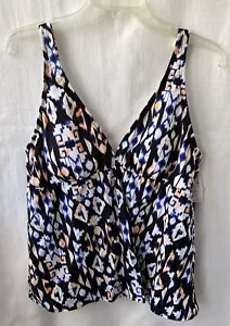 Top tankini para mujer Alex Marie con estampado abstracto negro, azul, naranja, blanco - 18 W ¡Nuevo con etiquetas! - Imagen 1 de 3