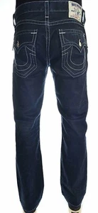 NWT TRUE RELIGION Sz38 STRAIGHT W/FLAP STRETCH JEAND IN CTQD BLUE WASHED - Picture 1 of 5