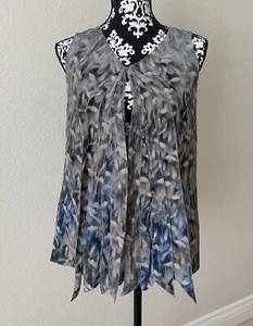nina ricci silk blouse printed pleated grey blue size 40 look at measurements - Picture 1 of 10