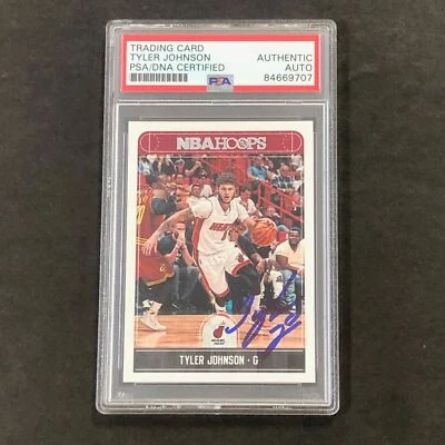 2017-18 NBA Hoops #68 Tyler Johnson Signed Card AUTO PSA Slabbed Heat - Image 1 of 2