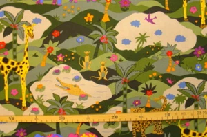 Patchworkstoff (€20/m²) 0,3m Tiere Afrika Urwald 1,1m breit - Bild 1 von 3