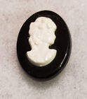 Unbranded - Plastic Black Cameo Brooch Pin - 1" X 3/4"