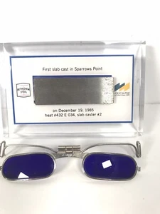 Bethlehem Steel Sparrows Point Steel Sample Fendall Cobalt Clip On Safety Glass - Picture 1 of 9