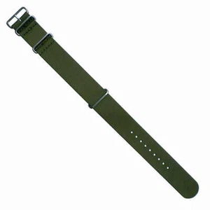 Watch Strap Pull-through Strap Pin Buckle Nylon Green Military 18-20-22-24 - Picture 1 of 6