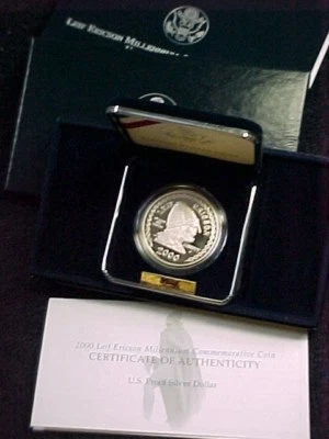 2000 P LEIF ERICSON UNITED STATES PROOF SILVER DOLLAR - Image 1 of 4