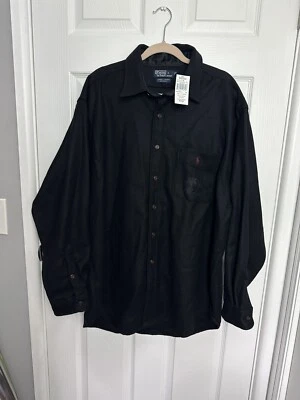 DE COLECCIÓN POLO Ralph Lauren Lowell Deportivo Lana Negra Franela Pesada Camisa Chaqueta XL/XXL Foto 1 de 4
