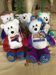 Lot X5 Limited Treasure Stuffed Plush bears 2000 State Quarter Coin 9" . New - Picture 1 of 3