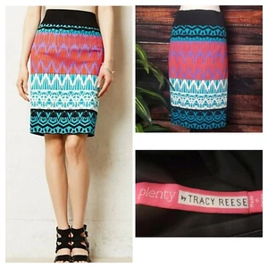 Plenty By Tracy Reese Skirt Size 10 Anthropologie Pencil Boho Geometric Stretch - Picture 1 of 9