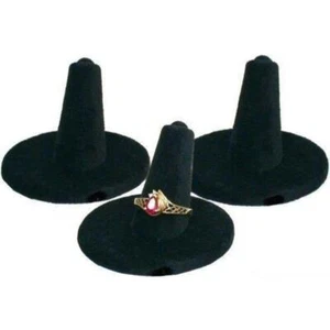 3 Ring Finger Display Velvet Black Jewelry Holder Stand - Picture 1 of 2