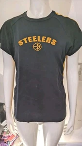 Women's Short Sleeve Reebok Black Pittsburgh Steelers T- shirt Sz Large - Picture 1 of 5