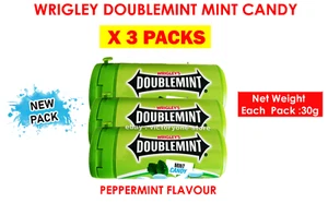 Candy Breath Mints Wrigley's Doublemint Sweets Peppermint Mints Flavor 3 Packs - Picture 1 of 5