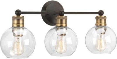 Hansford Collection 3-Light Antique Bronze Clear Glass Coastal Bath Vanity Light - Image 1 of 4