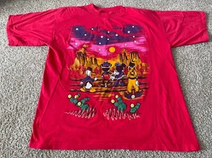 Vintage Disney Western Horizon Night Sky Disney Characters Red T-Shirt Women 2XL - Picture 1 of 5