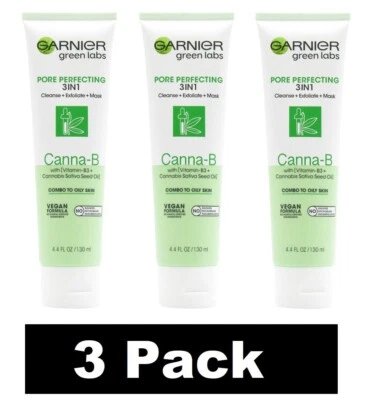 3 x GARNIER 130mL PORE PERFECTING 3 IN 1 CLEANSE + EXFOLIATE + MASK CANNA-B NEW - image 1 of 4
