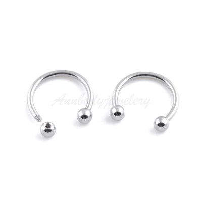 14G 16G Circular Barbells 316L Steel with Balls Horseshoe Eyebrow Ring - Image 1 of 4