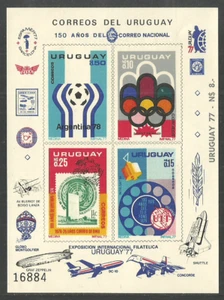 URUGUAY 1977 CONCORDE SPACE FOOTBALL TELEPHONE SHEET MNH - Picture 1 of 1