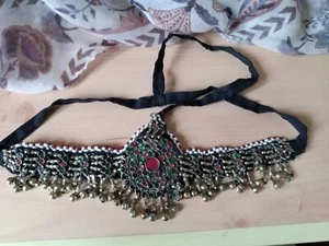 VINTAGE LARGE AFGHAN KUCHI TRIBAL NOMAD OLD fridge BELLS HANDMADE HEADBAND RARE - Picture 1 of 18