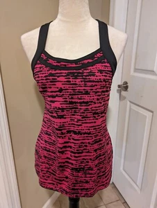 Women's Athletic Tank Medium exertek Dark Pink And Black Built In Bra - Picture 1 of 6