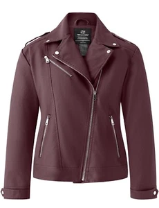 Wantdo Women's Plus Size Faux Leather Jacket Lapel Collar Moto Biker Short Coat - Picture 1 of 21