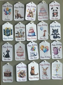 6 Home made Birthday Gift Tags Labels - Over 70 Designs - Personalisation Option - Picture 1 of 182