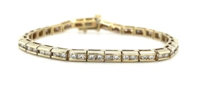 "BRAZALETE DE DIAMANTES CONJUNTO DE CANALES ORO AMARILLO 14K 6,5"" APX." Joyería regalo 3,60 CT. Foto 1 de 4