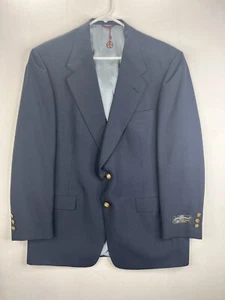 Jack Nicklaus Tournament Series Gold Buttons Navy Blue Wool Blend Blazer 42 - Picture 1 of 13