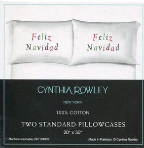 Cynthia Rowley Feliz Navidad Standard Baumwolle Kissenbezüge, 2er Set - Bild 1 von 3