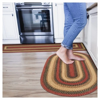 Highland Oval Braided Rugs 20x30 Inch, Jute Multi Colored Bathroom Country Mat - Image 1 of 4