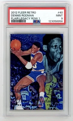 2012 Fleer retro #40 Dennis Rodman Flair LEGACY Row 1 SP /150 PSA 9 Mint HOF - Image 1 of 2