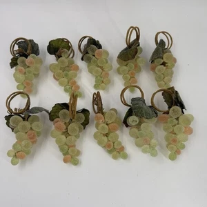 Vintage Acrylic Sugared Green Grapes Napkin Rings Set Of 10 - Picture 1 of 13