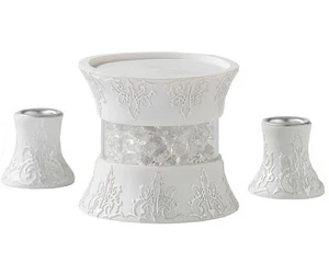 Lillian Rose White Resin Wedding Unity Candle Stand with Crystals - Picture 1 of 2
