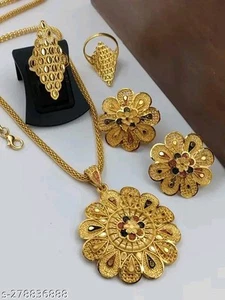 Vergoldete indische Bollywood Halsreif Halskette Ohrringe Schmuck Set - Bild 1 von 7