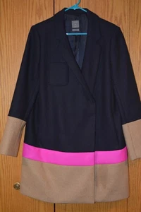 VINTAGE GAP NAVY LONG COLOUR BLOCK WINTER JACKET COAT size M - Picture 1 of 9