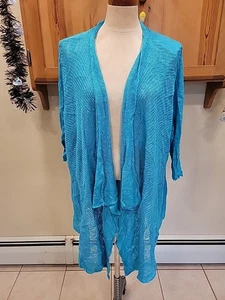 Lane Bryant Shrug Cardigan Open Weave Blau Pullover Leinenmischung 26/28 - Bild 1 von 10