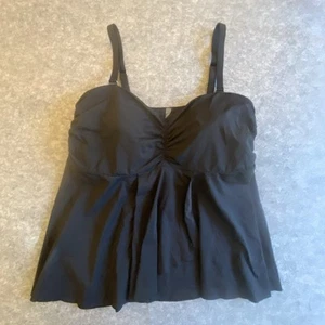 Lands End Women's Flutter Tankini Top Black Size 18W Lined Bathing Suit Slimming - Picture 1 of 10