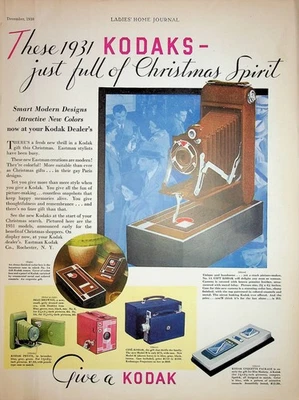 Original 1930 Vintage Recorder Ad: Ft. Kodaks just full of Christmas Spirit - Image 1 of 2