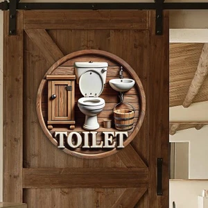 Badezimmerschild Mit Seilzubehör, Holzschild Für Hof, Haus, Bauernhaus - Picture 1 of 5