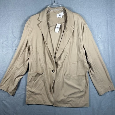 Blazer Lou & Grey para mujer XL beige tostado tejido suave elástico chaqueta de un botón nuevo con etiquetas Foto 1 de 4