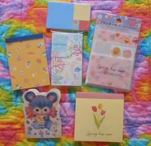 Daiso Memo Pad Envelope Mini Letter Set Stationery Floral Bear Kawaii Retro Sea - Picture 1 of 13