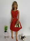 Vintage Barbie Dress With Tag W/Cherry Earrings And Matching Chain Belt/Purse