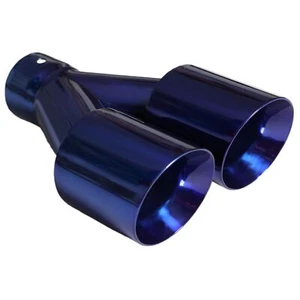 Mach-Speed Dual Universal Exhaust Tip Slant Cut Double Wall Powder Blue ET-025Bl - Picture 1 of 1