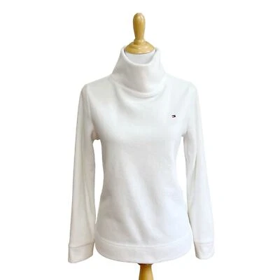 Tommy Hilfiger Fleece Funnel High Neck Small White Womens Turtleneck Sweater - Изображение 1 из 4